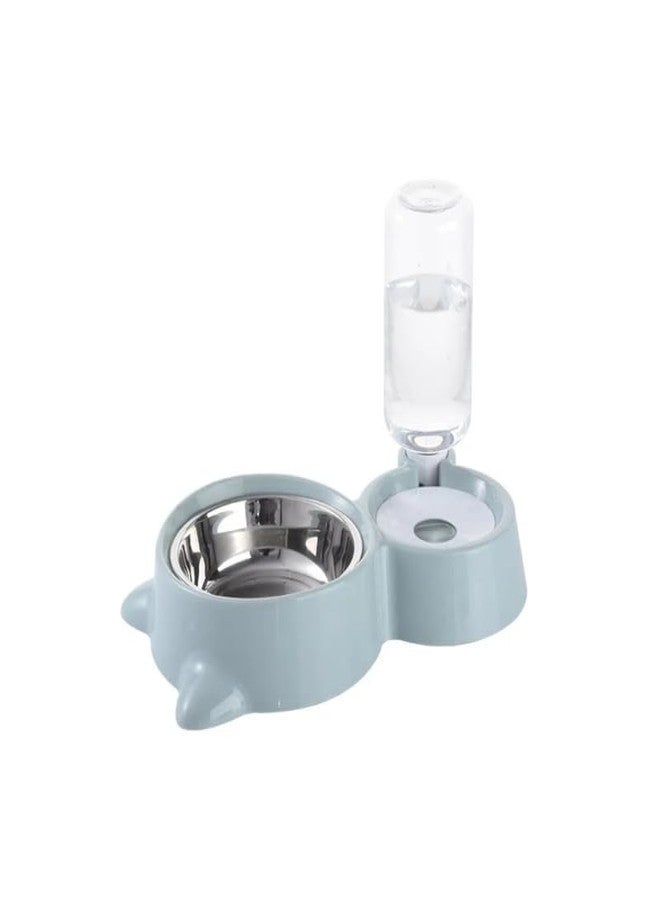 Misu Pet Store Two Function Container for pet Food and Water one Side Holds Dry bits Other Side Stores Drink Flat Tray Part fits Ground and Bottle top Serves During sit Travel Meal Blue - Image 1